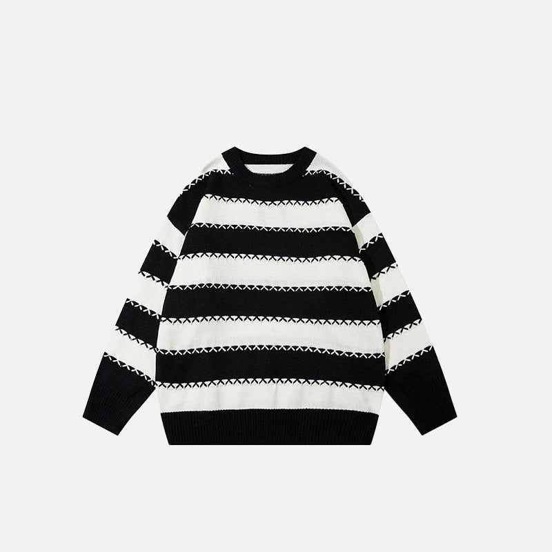 Cozy Oversized Striped Sweater for Y2K Aesthetic and Grunge Style Outfits