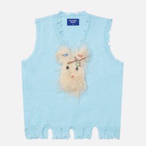 Cozy Plush Dog Sweater Vest for Y2K Aesthetic and Cute Outfits