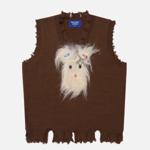 Cozy Plush Dog Sweater Vest for Y2K Aesthetic and Cute Outfits