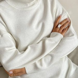 Cozy Snuggle Up Turtleneck Sweater for Y2K Aesthetic and Grunge Style Outfits