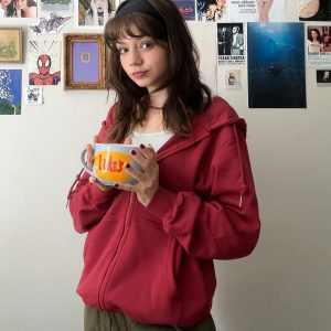 Cozy Solid Basic Hoodie for Y2K Fashion Lovers - Perfect for Grunge and Coquette Aesthetics