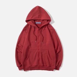 Cozy Solid Basic Hoodie for Y2K Fashion Lovers - Perfect for Grunge and Coquette Aesthetics