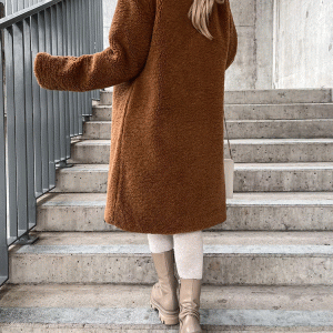 Cozy Solid Lapel Teddy Fur Long Coat for Y2K Fashion and Aesthetic Outfits