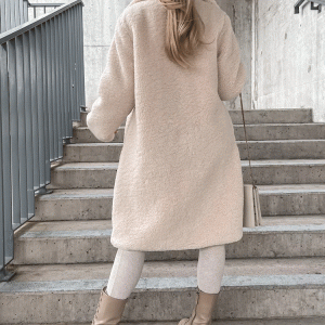 Cozy Solid Lapel Teddy Fur Long Coat for Y2K Fashion and Aesthetic Outfits