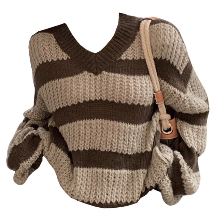 Cozy Striped Sweater for Y2K Aesthetic Lovers - Perfect for Fall and Comfy Outfits