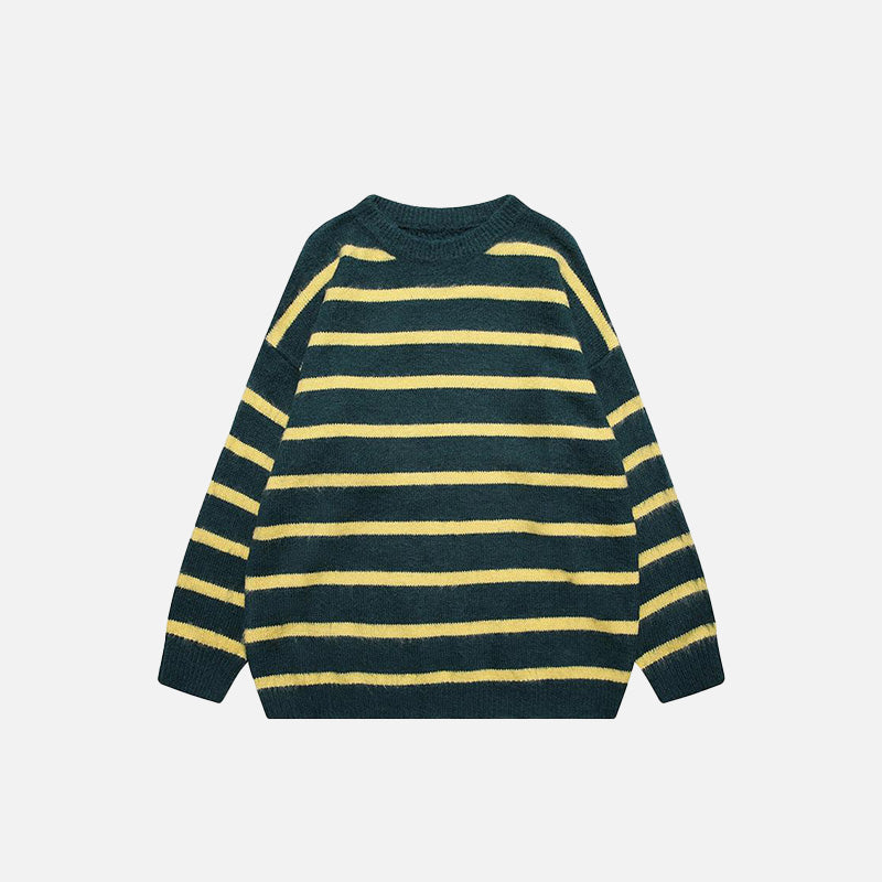 Cozy Stripped Solid Color Knitted Sweater for Y2K Aesthetic and Grunge Style Outfits