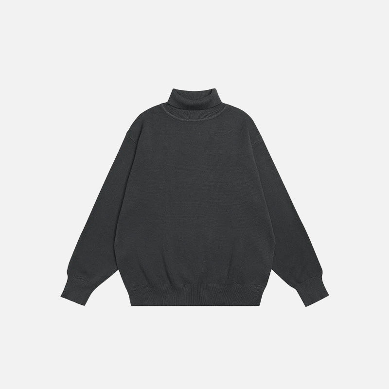 Cozy Turtleneck Loose Solid Color Sweater for Y2K Aesthetic and Grunge Style Outfits