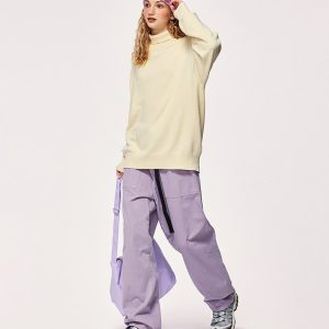 Cozy Turtleneck Loose Solid Color Sweater for Y2K Aesthetic and Grunge Style Outfits