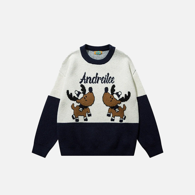 Cozy Y2K Christmas Reindeer Sweater for Festive Aesthetic Vibes and Holiday Cheer