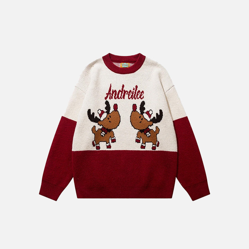 Cozy Y2K Christmas Reindeer Sweater for Festive Aesthetic Vibes and Holiday Cheer