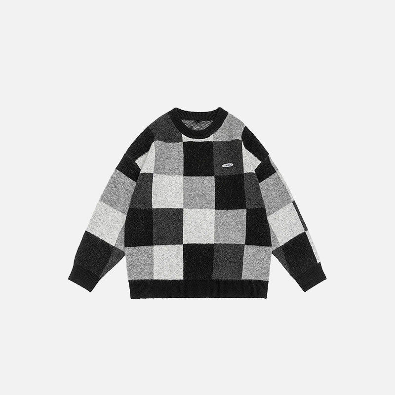 Cozy Y2K Patchwork Sweater for Aesthetic Outfits and Comfy Fall Fashion