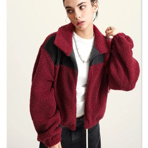 Cozy Y2K Plush Jacket for Comfy Aesthetic Outfits and Grunge Style Looks