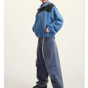 Cozy Y2K Plush Jacket for Comfy Aesthetic Outfits and Grunge Style Looks