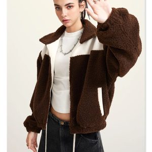 Cozy Y2K Plush Jacket for Comfy Aesthetic Outfits and Grunge Style Looks