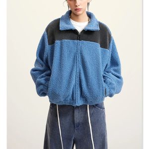 Cozy Y2K Plush Jacket for Comfy Aesthetic Outfits and Grunge Style Looks