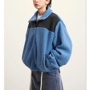 Cozy Y2K Plush Jacket for Comfy Aesthetic Outfits and Grunge Style Looks