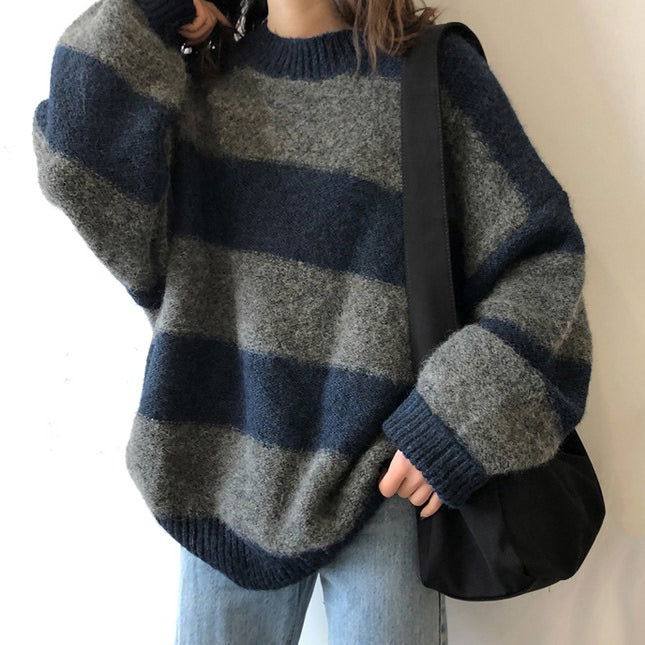 Cozy Y2K Striped Sweater for Comfy Aesthetic Outfits and Fall Fashion Vibes