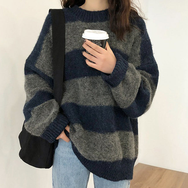 Cozy Y2K Striped Sweater for Comfy Aesthetic Outfits and Fall Fashion Vibes