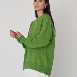 Cozy Y2K Style O Neck Knitted Pullover for Effortless Aesthetic Outfits