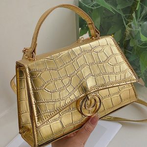 Crocodile Embossed Satchel Bag - Chic Y2K Style Handbag for Coquette Aesthetic Outfits