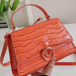 Crocodile Embossed Satchel Bag - Chic Y2K Style Handbag for Coquette Aesthetic Outfits