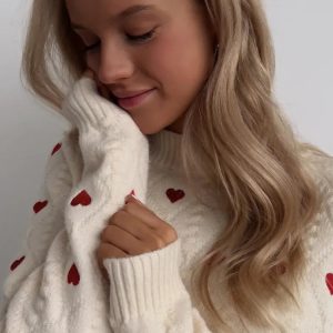 Cupid's Cozy Knit Sweater: Y2K Aesthetic Top for Comfy, Cute Layering