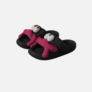 Cute Cartoon Big Eye Slippers for Cozy Y2K Aesthetic and Comfy Home Vibes