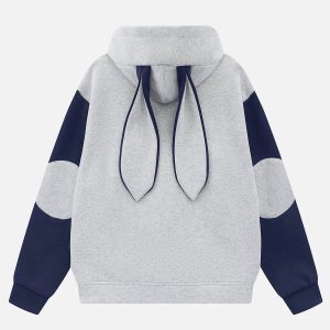 Cute Embroidered Cartoon Rabbit Hoodie - Y2K Aesthetic Comfy Top for Cozy Outfits