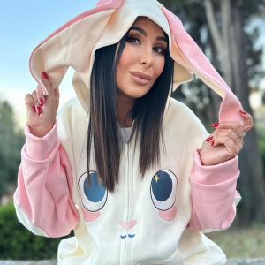 Cute Embroidered Cartoon Rabbit Hoodie - Y2K Aesthetic Comfy Top for Cozy Outfits