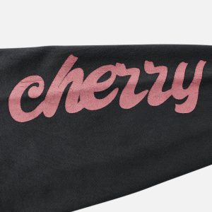 Cute Heart Cherry Print Y2K Sweatshirt - Comfy Aesthetic Top for Coquette Style Outfits