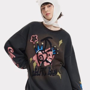 Cute Heart Cherry Print Y2K Sweatshirt - Comfy Aesthetic Top for Coquette Style Outfits