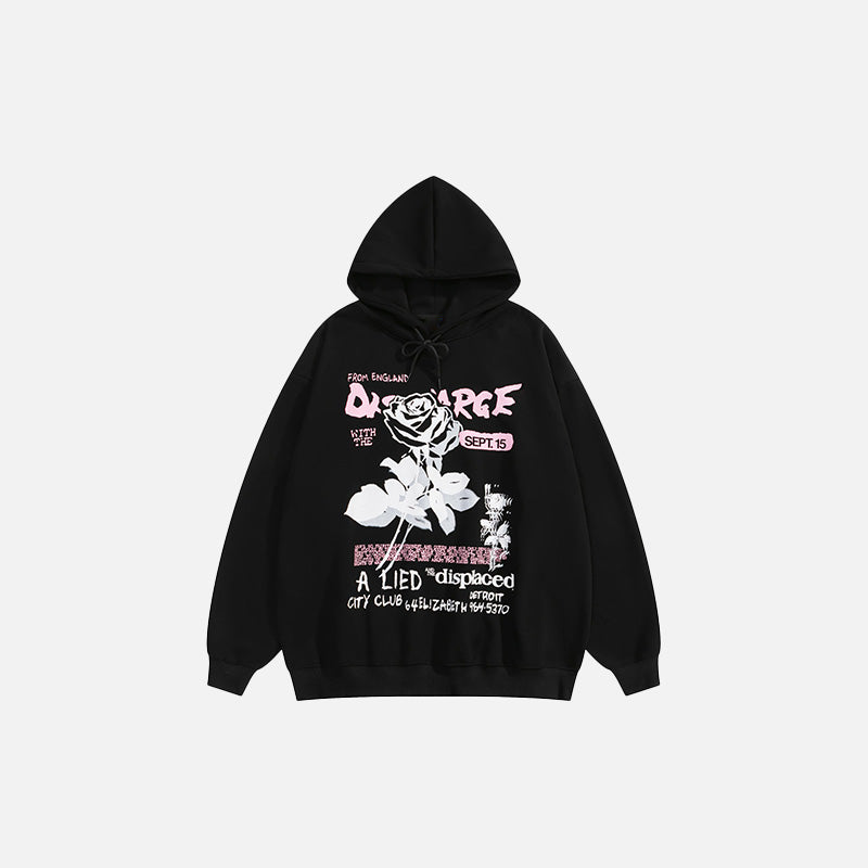 Dancing Rose Y2K Oversized Hoodie - Cute Grunge Aesthetic Top for Comfy Style