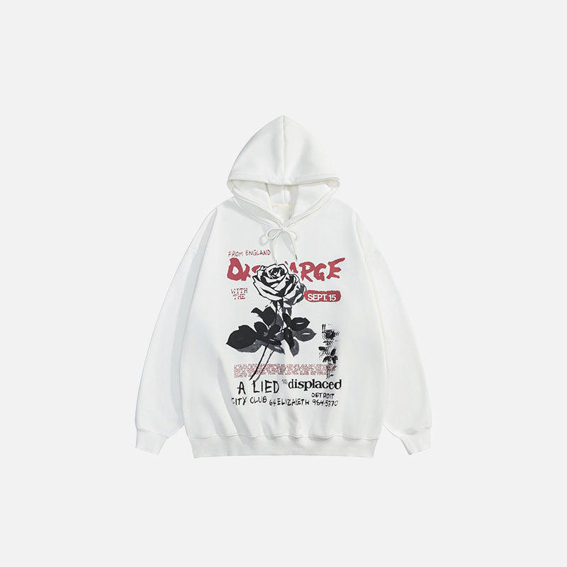 Dancing Rose Y2K Oversized Hoodie - Cute Grunge Aesthetic Top for Comfy Style