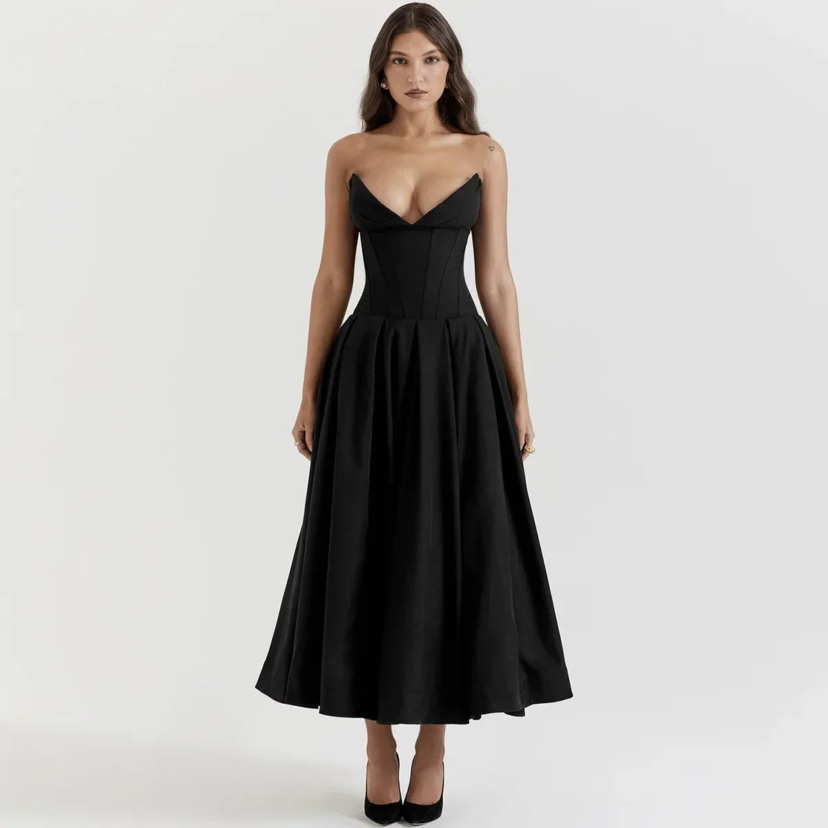 Dark Desire Y2K Corset Midi Dress - Chic Coquette Aesthetic for Effortless Elegance