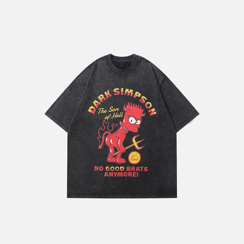 Dark Simpson Y2K Grunge Loose T-Shirt for Aesthetic Outfits and Comfy Style