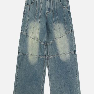 Deconstructed Washed Loose Jeans for Y2K Aesthetic and Grunge Style Outfits