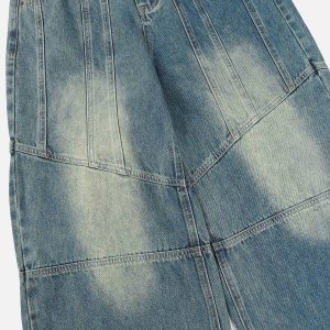 Deconstructed Washed Loose Jeans for Y2K Aesthetic and Grunge Style Outfits