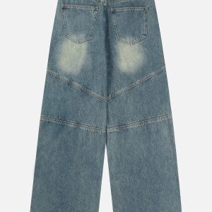 Deconstructed Washed Loose Jeans for Y2K Aesthetic and Grunge Style Outfits