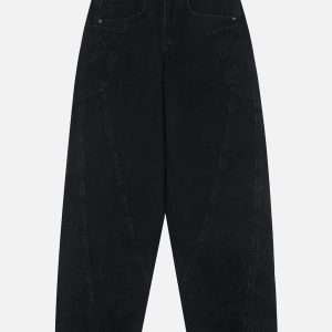 Deconstructive Patchwork Y2K Loose Jeans for Trendy Grunge Aesthetic Outfits