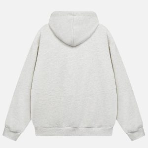 Deconstructive Pocket Hoodie: Y2K Grunge Aesthetic with Cozy Comfort and Unique Style