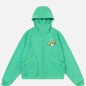 Detachable Flower Hoodie: Y2K Aesthetic Comfy Layering Piece for Cute Outfits