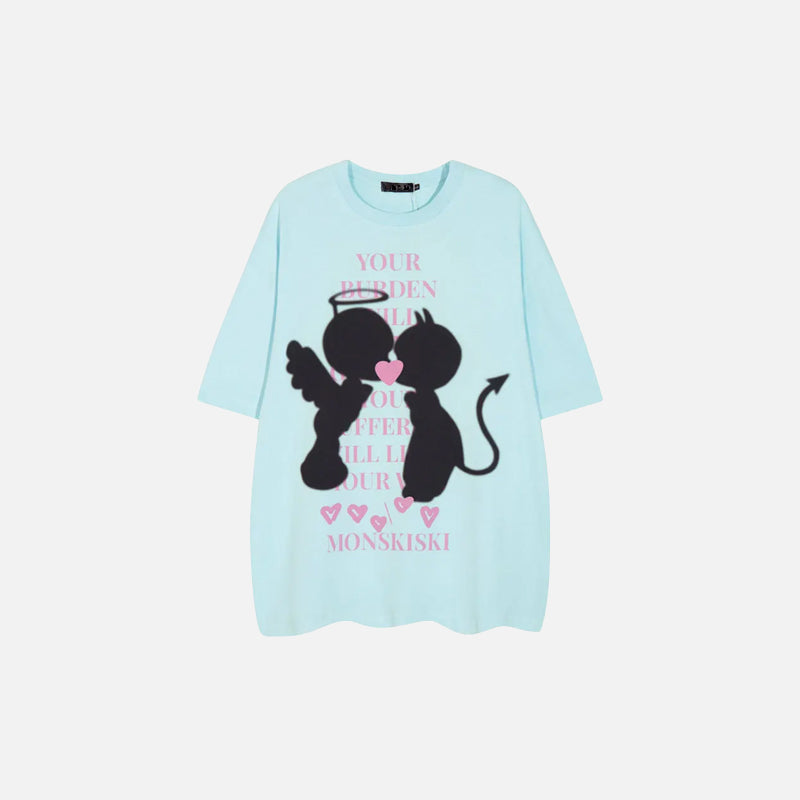 Devil & Angel Graphic Tee - Y2K Aesthetic Oversized T-Shirt for Trendy Outfits