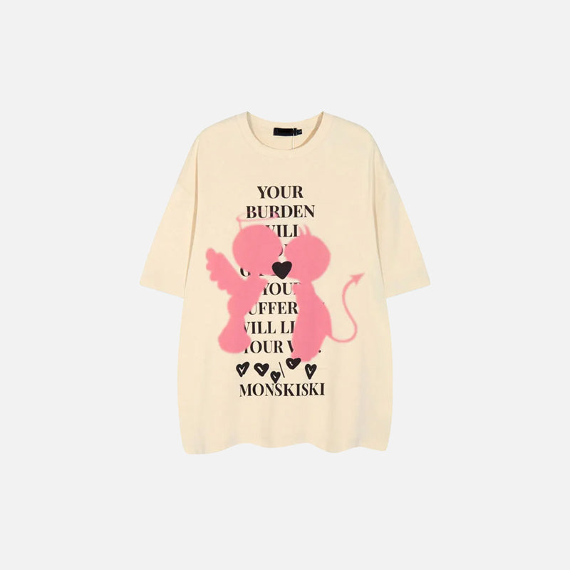 Devil & Angel Graphic Tee - Y2K Aesthetic Oversized T-Shirt for Trendy Outfits