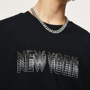 Diamond New York Y2K Aesthetic Letter Print T-Shirt for Trendy Outfits