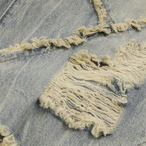 Distressed Fringe Loose Jeans for Y2K Aesthetic and Grunge Style Outfits