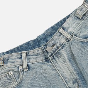 Distressed Fringe Y2K Denim Jorts for Trendy Grunge Aesthetic Outfits