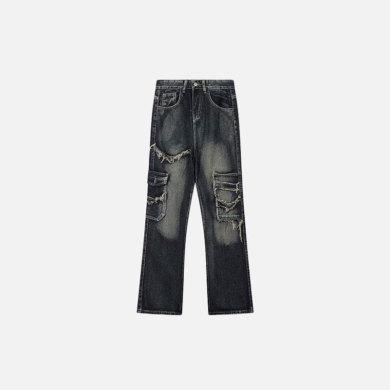 Distressed High-Waisted Baggy Jeans for Y2K Aesthetic and Grunge Style Outfits