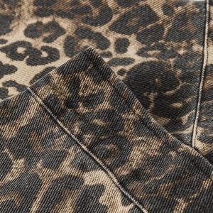 Distressed Leopard Print Jacket - Y2K Grunge Style Outerwear for Aesthetic Outfits