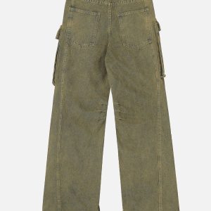 Distressed Multi Pocket Y2K Jeans for a Grunge Aesthetic Look and Comfy Style