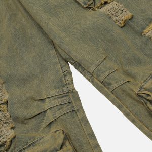 Distressed Multi Pocket Y2K Jeans for a Grunge Aesthetic Look and Comfy Style